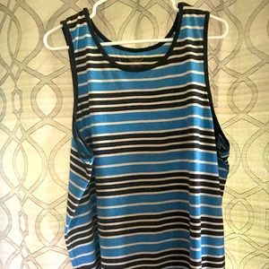 Blue, black, and white striped tank top